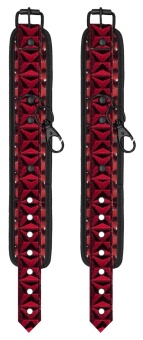 Наручники и оковы с крестовым креплением Ouch! Luxury Hogtie чёрно-красные