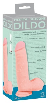 Гибкий силиконовый фаллоимитатор Medical Silicone Dildo - 20 см