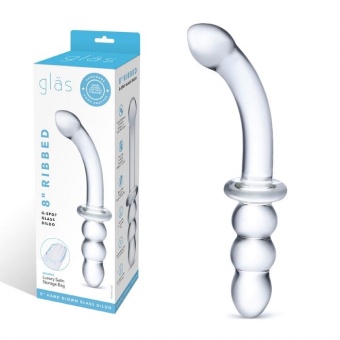 Стеклянный двухсторонний фаллоимитатор Glas Ribbed