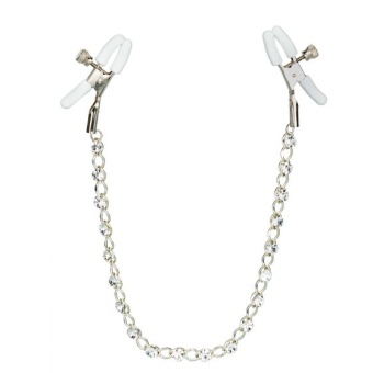 Зажимы на соски с металлической цепочкой и кристаллами Crystal Chain Nipple Clamps