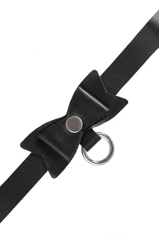 Черный чокер-ошейник с бабочкой и колечком