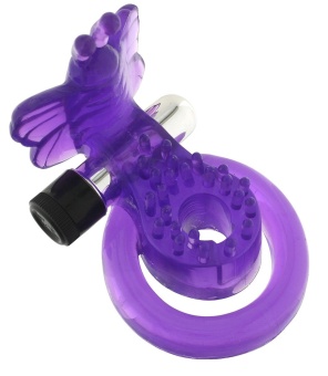 Эрекционное кольцо с вибрацией COCK BALL RING BUTTERFLY JELLY VIBE