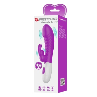 Лиловый вибратор-кролик Naughty Bunny - 19,8 см.