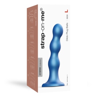 Рельефный фаллоимитатор Strap-On-Me Dildo Plug Balls размер L 15 см голубой