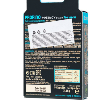 Энергетические капсулы Ero Prorino black line Libido, мужские, 5 шт.