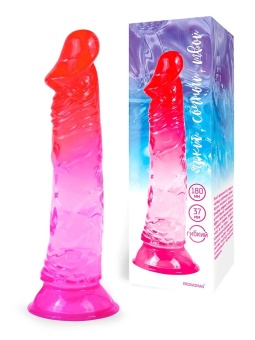 Яркий розово-красный фаллоимитатор с присоской