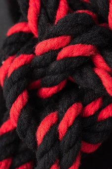 Наручники-оковы из хлопковой веревки Pecado BDSM Узел-омега черно-красные