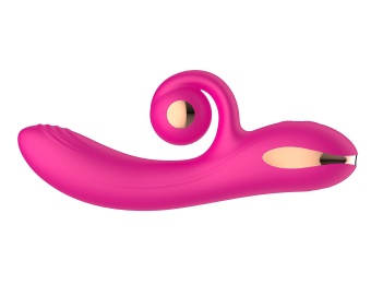 Розовый вибратор-кролик с функцией вращения ствола