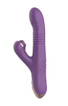 Фиолетовый вибратор-кролик с возвратно-поступательной стимуляцией