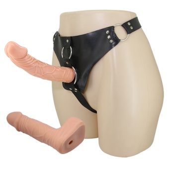 Страпон на ремешках с двумя насадками