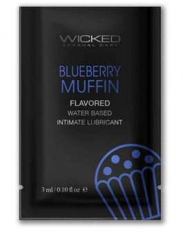 Лубрикант на водной основе с ароматом черничного маффина Wicked Aqua Blueberry Muffin - 3 мл.