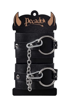 Черные оковы из толстой кожи с люверсами