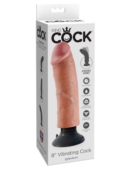 Гнущийся вибратор реалистик на присоске King Cock Vibrating 18 см телесный