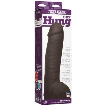 Насадка к трусикам огромный фаллоимитатор Vac-U-Lock UR3 Hung чёрный - 32 см