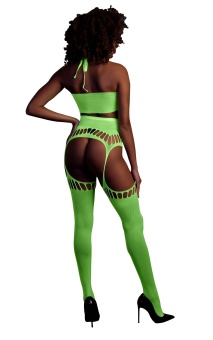 Неоновый комплект белья Two Piece with Crop Top and Stockings