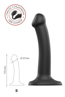 Гибкий фаллоимитатор на присоске Strap-on-me S 17 см черный