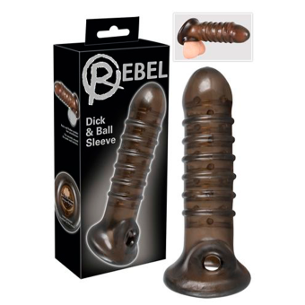Рельефная насадка с ребрышками на пенис Rebel Dick Ball Sleeve