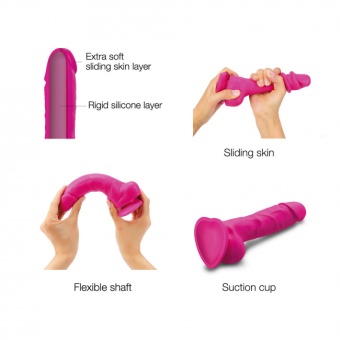 Реалистичный фаллоимитатор Strap-On-Me Sliding Skin S 12,8 см розовый