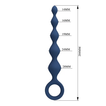 Синяя анальная ёлочка с кольцом 5 Beads Anal Bead - 20,4 см.