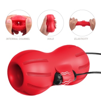 Мастурбатор тугой с вибропулями  и пультом красный