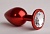 Красная анальная пробка с прозрачным стразом - 8,2 см.