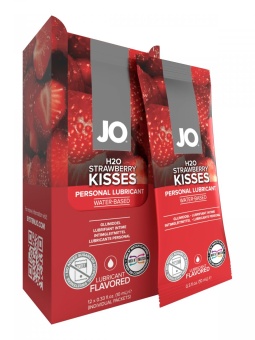 Набор из 12 саше по 10 мл лубриканта System JO H2O Flavored Strawberry Kiss со вкусом клубники