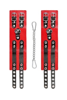 Красно-черные мягкие оковы с двумя ремешками с люверсами