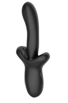 Черный вибратор с постукивающим эффектом - 22 см.