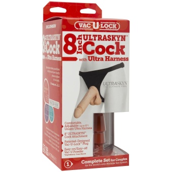 Страпон с реалистичным фаллоимитатором Vac-U-Lock Set UR3 Ultra Harness - 20,57 см