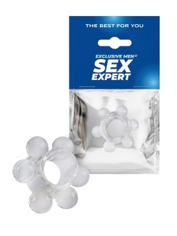 Прозрачное эрекционное кольцо с 6 стимулирующими шариками