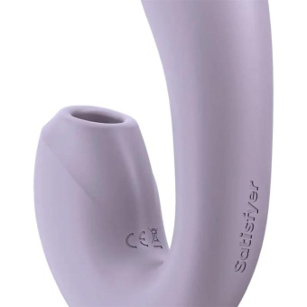 Сиреневый гибкий вибратор с вакуумным стимулятором и приложением Satisfyer Sunray