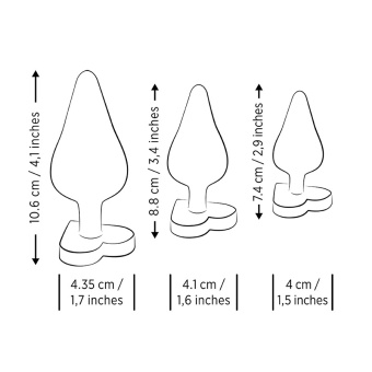 Набор анальных пробок Romp Luster с основанием сердечком