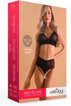 Высокие трусики с доступом, жемчугом и кружевными вставками