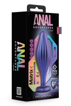 Фиолетовая анальная пробка с кристаллом-сердцем Matrix Wavy Bling Plug - 11,4 см.