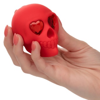 Красный вибромассажер в форме черепа Bone Head Handheld Massager