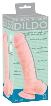 Гибкий силиконовый фаллоимитатор Medical Silicone Dildo - 24 см
