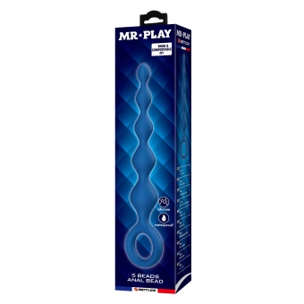 Синяя анальная ёлочка с кольцом 5 Beads Anal Bead - 20,4 см.