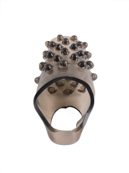 Дымчатая насадка на пенис с выпуклостями - 12 см.