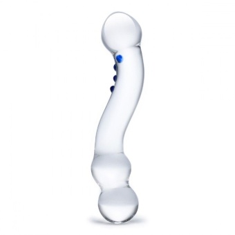 Изогнутый стеклянный стимулятор Textured G-Spot Glass Dildo прозрачный