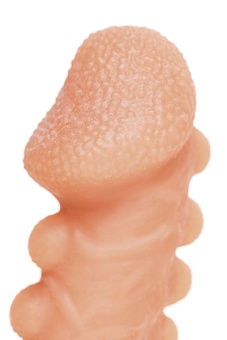 Телесная закрытая насадка с шишечками Cock Sleeve 008 Size M - 15,6 см