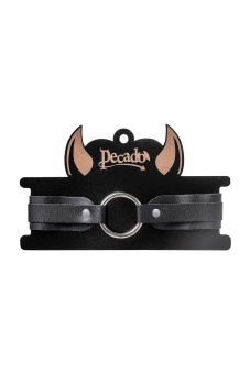 Черный кожаный чокер-ошейник со скруглёнными углами