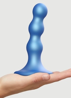 Рельефный фаллоимитатор Strap-On-Me Dildo Plug Balls размер S 12,5 см голубой