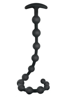 Черная анальная цепочка Ribbed Silicone Anal Beads - 48,3 см.