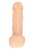Телесный фаллос с мошонкой для трусиков с плугом - 17,5 см.