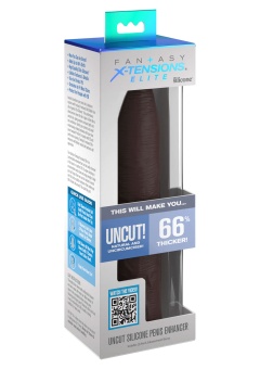 Коричневая насадка-удлинитель Uncut Silicone Penis Enhancer - 17,8 см.