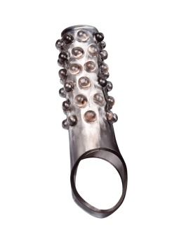 Дымчатая насадка на пенис с выпуклостями - 11 см.