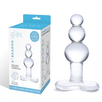 Стеклянная елочка Glas Beaded прозрачная - 11 см