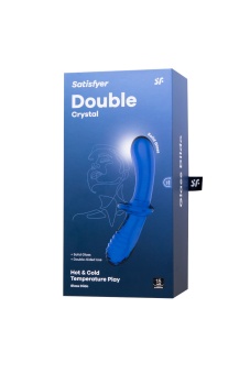 Двухсторонний фаллоимитатор Satisfyer Double Crystal из синего стекла