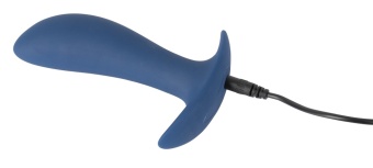 Синяя анальная втулка с вибрацией Vibrating Butt Plug - 12 см.