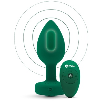 Вибропробка b-Vibe Vibrating Jewel Plug с кристаллом и пультом зеленая